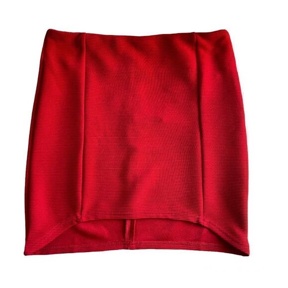 MINKPINK Red Stretch Ribbed Mini Skirt S - Picture 1 of 7